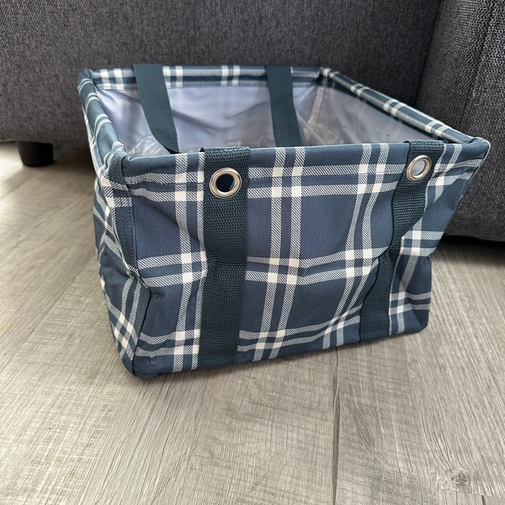 Plaid Storage Basket - Blue